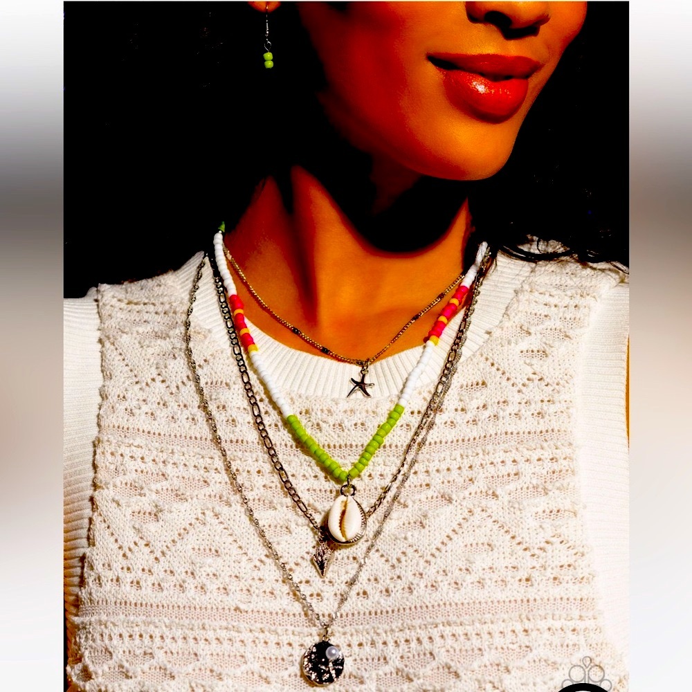 🧜🏻‍♀️🐚🧜🏼‍♂️ “OCEANIC OBLIGATO” GREEN NECKLACE WITH FREE EARRINGS ~ PAPARAZZI❗️